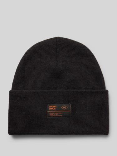 Superdry Beanie mit Label-Patch Modell 'WORKWEAR' in Black, Größe 1