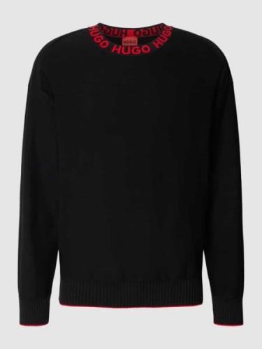 HUGO Strickpullover mit Logo-Stitching Modell 'Smarlo' in Black, Größe...