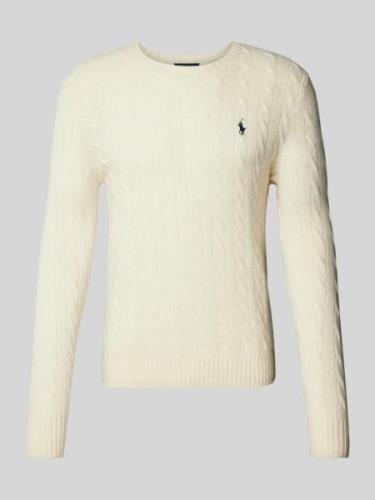 Polo Ralph Lauren Pullover mit Logo-Stitching in Ecru, Größe L