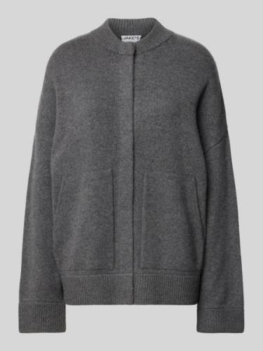 Jake*s Casual Oversized Strickjacke mit gerippten Abschlüssen in Dunke...