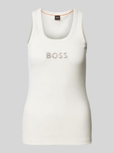 BOSS Orange Tanktop mit Label-Patch Modell 'EMATITE' in Offwhite, Größ...