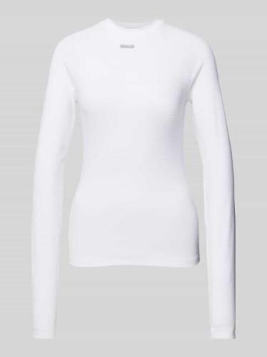 Karo Kauer Longsleeve mit Label-Applikation in Weiss, Größe XS