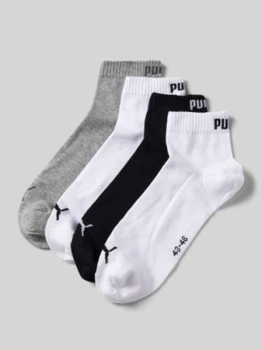 Puma Socken mit Logo-Detail im 4er-Pack in Mittelgrau, Größe 39-42