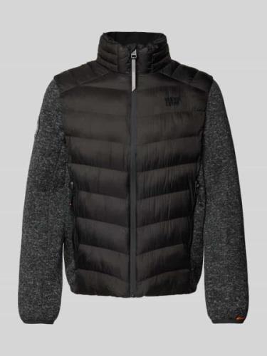 Superdry Jacke mit Stehkragen und Label-Stitching in Black, Größe M