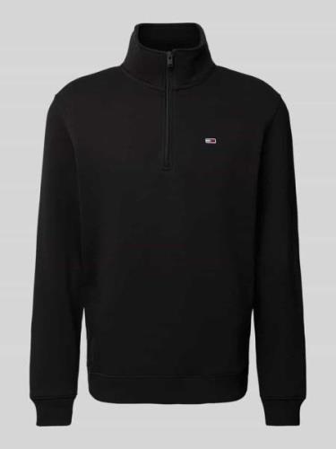 Tommy Jeans Regular Fit Sweatshirt mit Troyer-Kragen in Black, Größe S