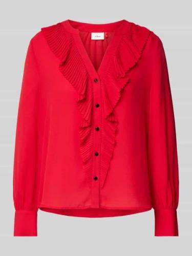 s.Oliver BLACK LABEL Regular Fit Bluse mit plissierten Volants in Rot,...