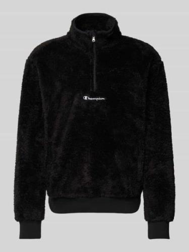 CHAMPION Sweatshirt mit Label-Stitching in Black, Größe L