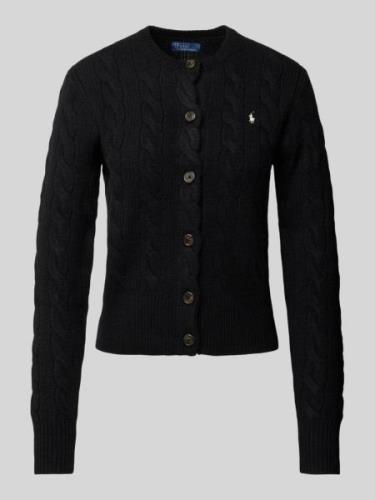 Polo Ralph Lauren Wollcardigan mit Zopfmuster in Black, Größe S