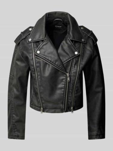 Only Bikerjacke mit Bandkragen Modell 'CASEY' in Black, Größe L