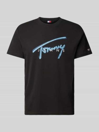 Tommy Jeans T-Shirt mit Label-Print in Black, Größe L