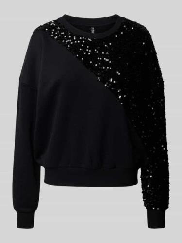 Pieces Regular Fit Sweatshirt mit Pailletten Modell 'NANCY in Black, G...