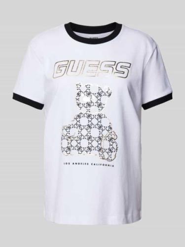 Guess Activewear T-Shirt mit Label-Motiv-Print in Weiss, Größe M