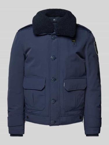 Blauer Usa Jacke mit Label-Patch Modell 'RIVER' in Marine, Größe L