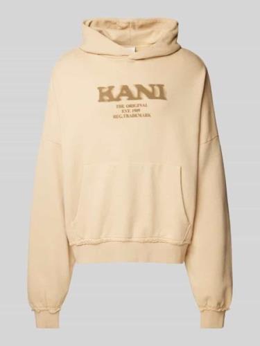 KARL KANI Oversized Hoodie mit Label-Print in Sand, Größe L