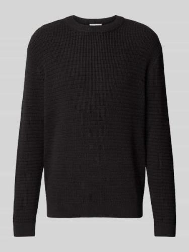 SELECTED HOMME Strickpullover mit gerippten Abschlüssen in Black, Größ...