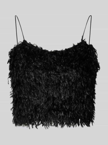 Only Crop Top mit Federn Modell 'FEATHER' in Black, Größe XS