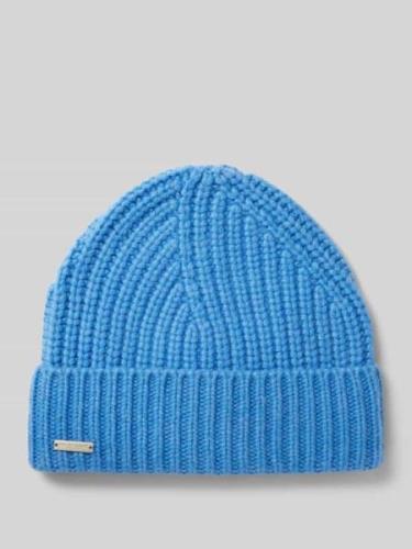 Seeberger Beanie aus reinem Kaschmir mit Label-Detail in Blau, Größe 1