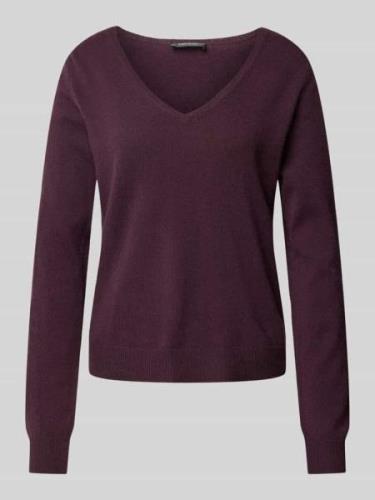 S.Marlon Kaschmirpullover mit abgerundetem V-Ausschnitt in Bordeaux, G...