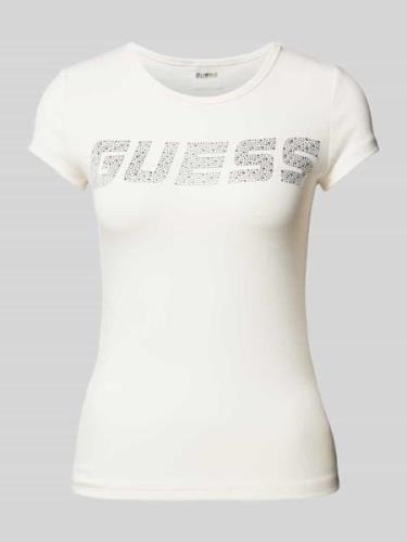 Guess Activewear T-Shirt mit Strasssteinbesatz Modell 'KIARA' in Fuchs...