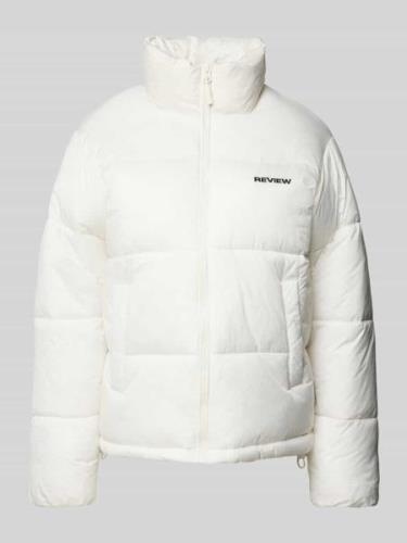 Review Steppjacke mit Label-Stitching in Offwhite, Größe M