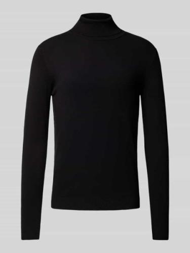 REVIEW Strickpullover mit Rollkragen in Black, Größe M