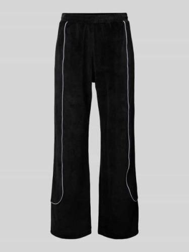 REVIEW Regular Fit Trackpants mit Logo-Stitching in Black, Größe L