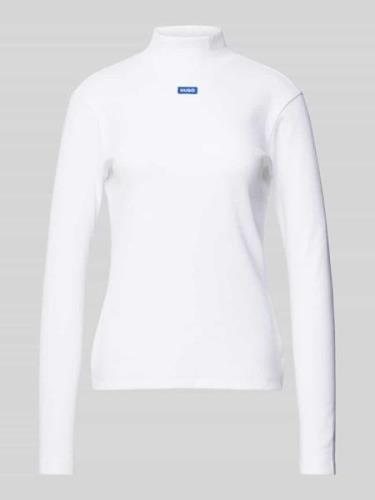 Hugo Blue Longsleeve mit geripptem Stehkragen in Weiss, Größe S