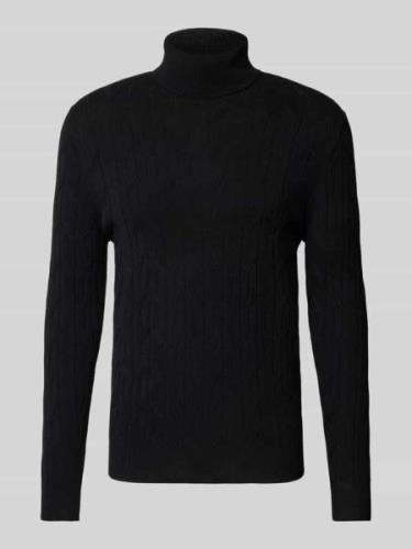 Christian Berg Men Strickpullover mit Strukturmuster in Black, Größe 3...