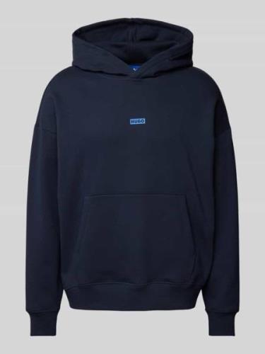 Hugo Blue Regular Fit Hoodie mit Label-Print Modell 'Nazardo' in Dunke...