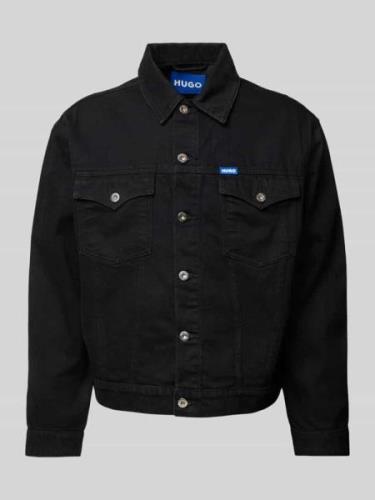 Hugo Blue Jeansjacke mit Knopfleiste Modell 'Dex' in Black, Größe L