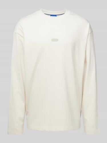 Hugo Blue Longsleeve mit Label-Print Modell 'Nichaboso' in Offwhite, G...