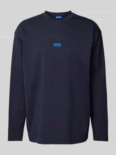 Hugo Blue Longsleeve mit Label-Print Modell 'Nichaboso' in Dunkelblau,...