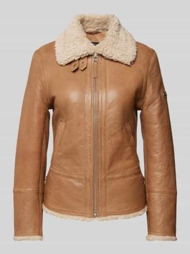 Cabrini Regular Fit Lederjacke aus Lammnappa mit Umlegekragen in Beige...