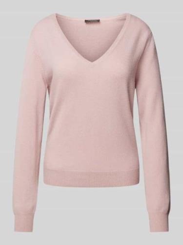 S.Marlon Kaschmirpullover mit abgerundetem V-Ausschnitt in Rose, Größe...