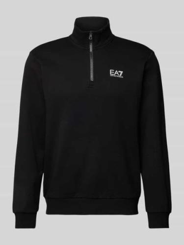 EA7 Emporio Armani Sweatshirt mit Troyer-Kragen in Black, Größe L