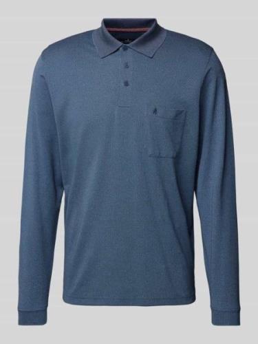 RAGMAN Longsleeve mit Polokragen in Marine, Größe L