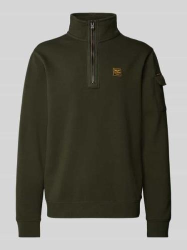 PME Legend Sweatshirt mit Stehkragen in Oliv, Größe S