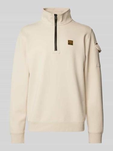 PME Legend Sweatshirt mit Stehkragen in Offwhite, Größe L