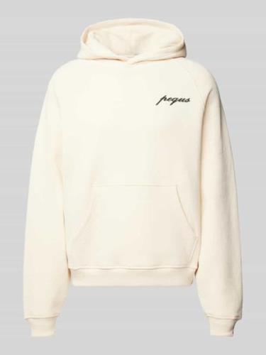 PEQUS Hoodie mit Label-Print in Sand, Größe L