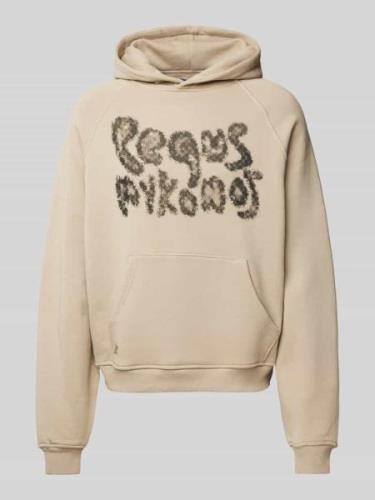 PEQUS Hoodie mit Label-Print in Taupe, Größe L