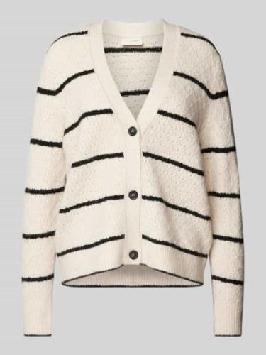 FREE/QUENT Cardigan mit Knopfleiste Modell 'HARA' in Offwhite, Größe L