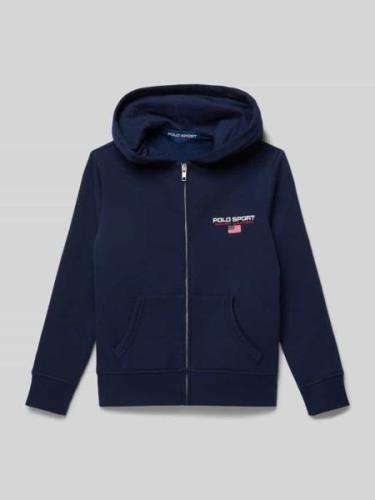 POLO SPORT Sweatjacke mit Label-Stitching in Marine, Größe L