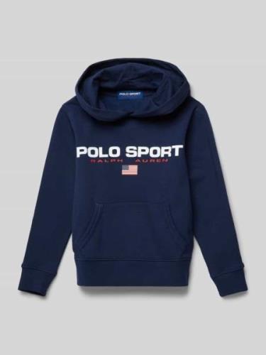 POLO SPORT Hoodie mit Label-Print in Marine, Größe L