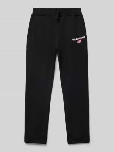 POLO SPORT Sweatpants mit Label-Stitching in Black, Größe L