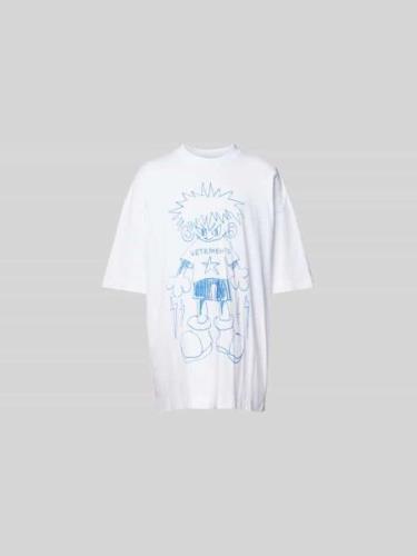 VETEMENTS Oversized T-Shirt mit Label-Print in Weiss, Größe L