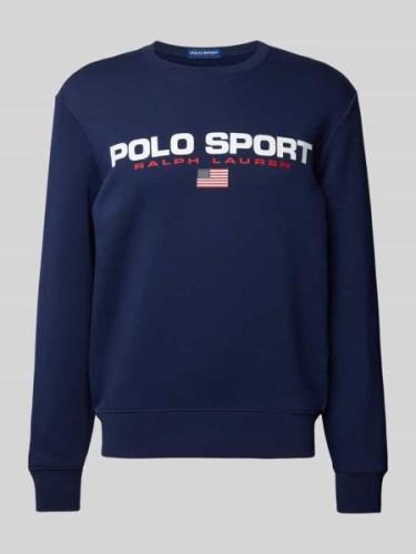 POLO SPORT Sweatshirt mit Label-Stitching in Dunkelblau, Größe L