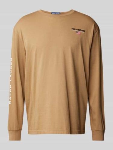 POLO SPORT Longsleeve mit Label-Stitching in Khaki, Größe L