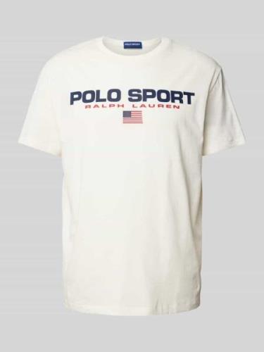 POLO SPORT T-Shirt mit Label-Print in Offwhite, Größe L