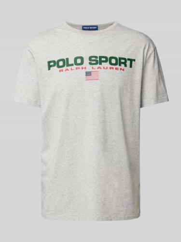 POLO SPORT T-Shirt mit Label-Print in Hellgrau Melange, Größe M