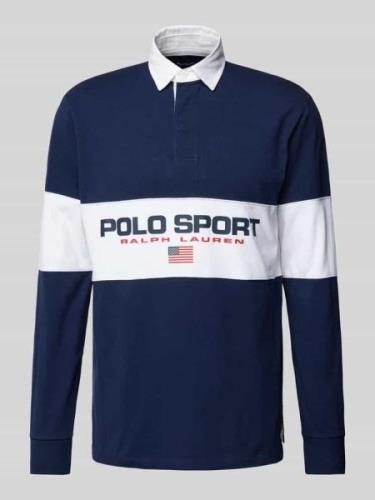 POLO SPORT Classic Fit Poloshirt mit Label-Print in Dunkelblau, Größe ...